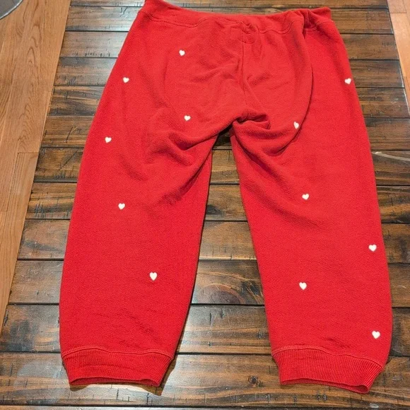 THE GREAT. Red Joggers with White Heart Accents - Picture 7 of 9